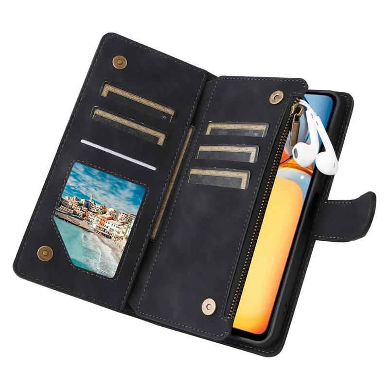 For Xiaomi Poco C65 4G / Redmi 13C 4G / 5G Cell Phone Case Multiple Card Slots Leather Protection Cover - Black