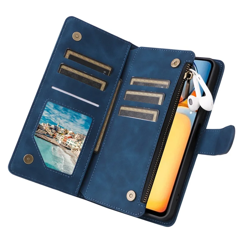 For Xiaomi Poco C65 4G / Redmi 13C 4G / 5G Cell Phone Case Multiple Card Slots Leather Protection Cover - Blue