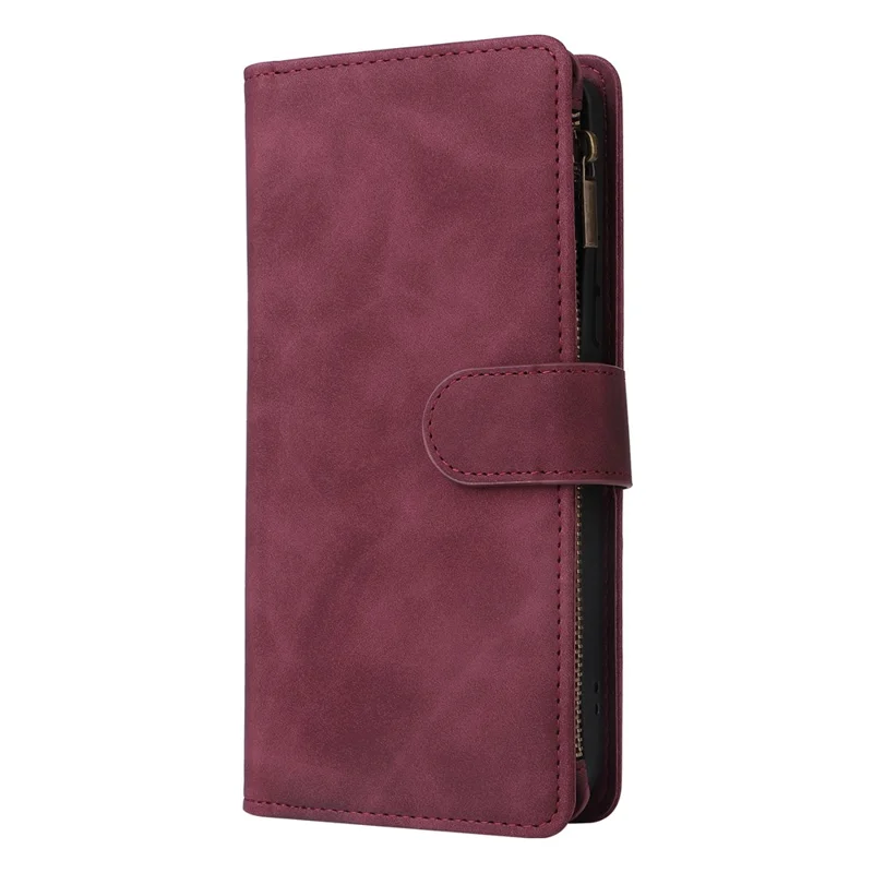 For Xiaomi Poco C65 4G / Redmi 13C 4G / 5G Cell Phone Case Multiple Card Slots Leather Protection Cover - Wine Red