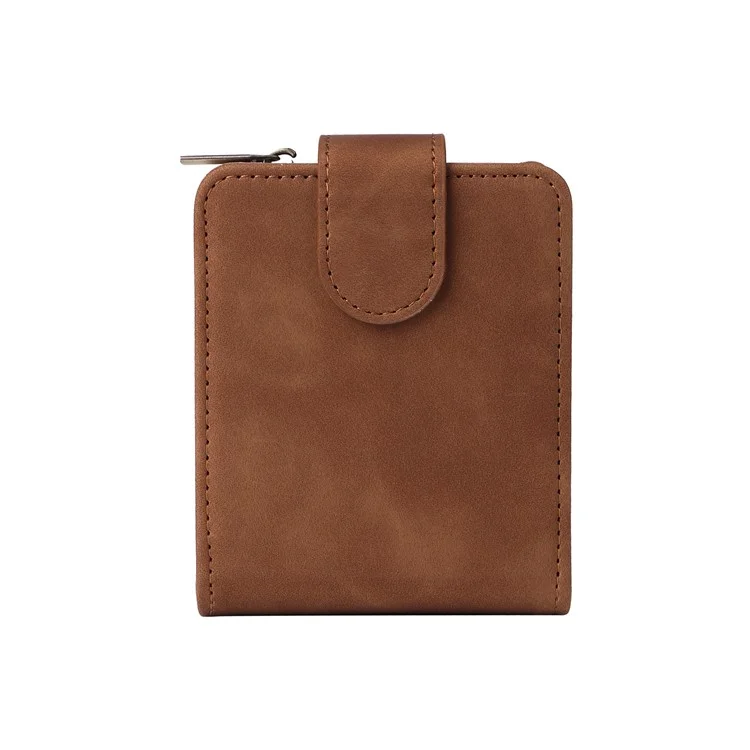 Funda de teléfono para Samsung Galaxy Z Flip5 5G con cremallera, cartera de cuero y correas larga y corta - Marrón