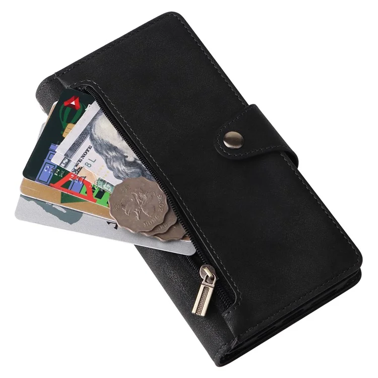 For iPhone 12 Pro Max Case Rivet Decor PU Leather Wallet Flip Phone Cover - Black