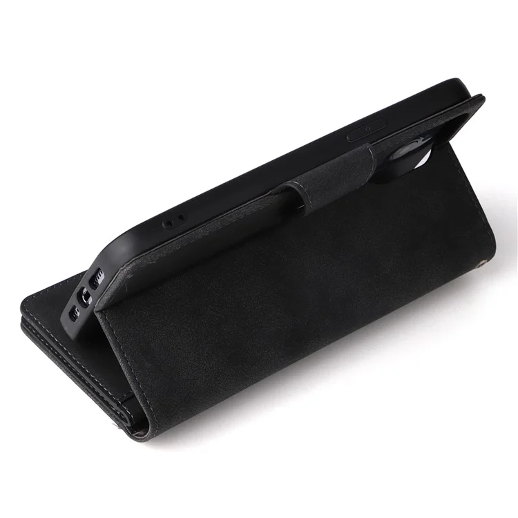 For iPhone 12 Pro Max Case Rivet Decor PU Leather Wallet Flip Phone Cover - Black