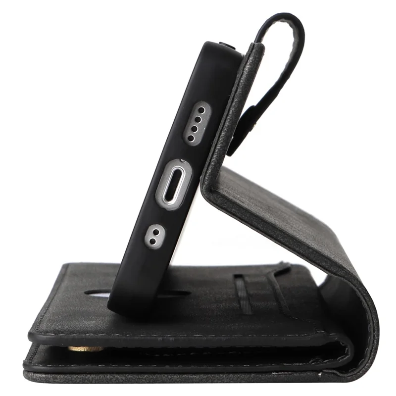 Skyddsfodral för iPhone 12 mini med chockabsorberande funktion, nitdekoration, PU-läder mobilhölse - Svart