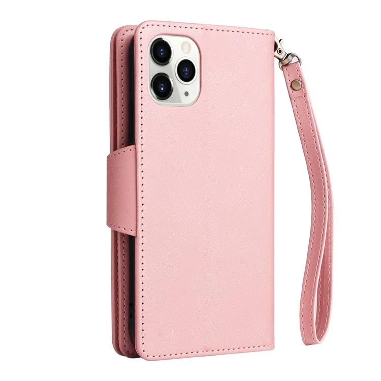 Für iPhone 11 Pro Case PU-Leder Niet Dekor Stand Flip Phone Cover Wallet - Roségold