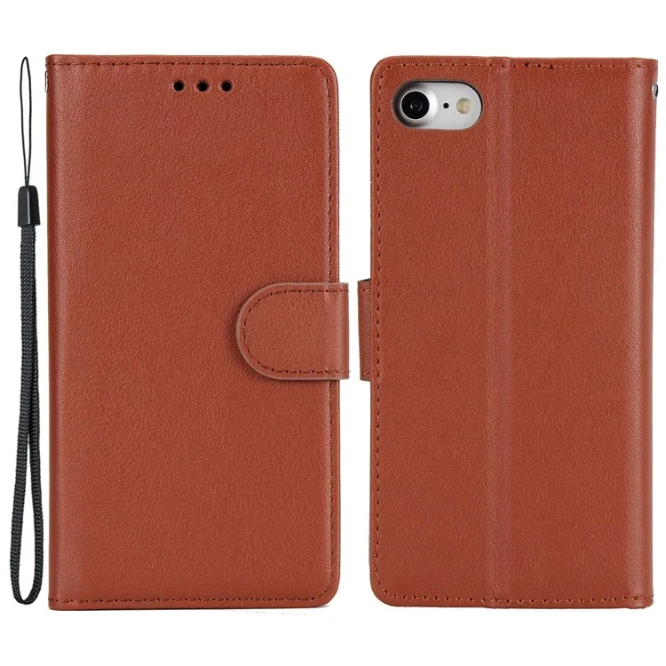 For iPhone 7 / 8 / SE (2020) / SE (2022) Case PU Leather 3 Card Slots Stand Phone Cover - Brown