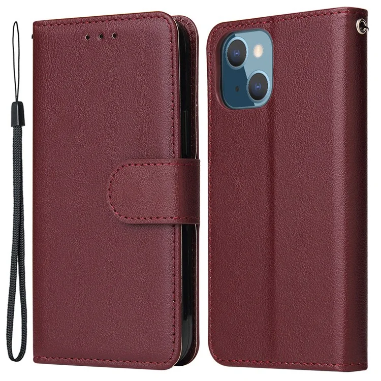 Funda para iPhone 13 mini de piel sintética con ranuras para tarjetas y billetera - Rojo vino