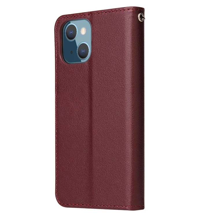 Funda para iPhone 13 mini de piel sintética con ranuras para tarjetas y billetera - Rojo vino