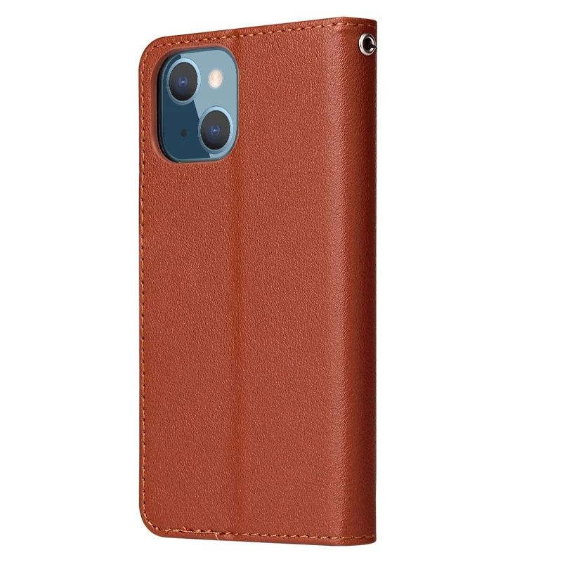 For iPhone 13 mini Case PU Leather Phone Cover with Card Slots Wallet - Brown