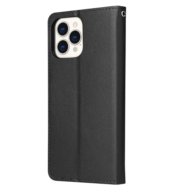 Funda cartera de piel de PU para iPhone 13 Pro, funda protectora con tapa - Negro