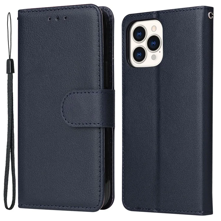For iPhone 11 Pro Funda a prueba de golpes Antiray PU Funda de cuero billetera para teléfono - Azul