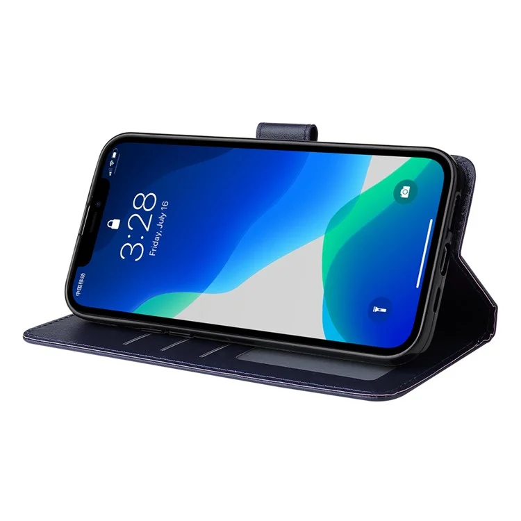 For iPhone 11 Pro Funda a prueba de golpes Antiray PU Funda de cuero billetera para teléfono - Azul