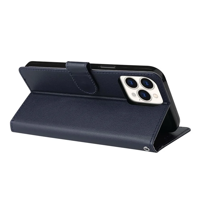 For iPhone 11 Pro Funda a prueba de golpes Antiray PU Funda de cuero billetera para teléfono - Azul
