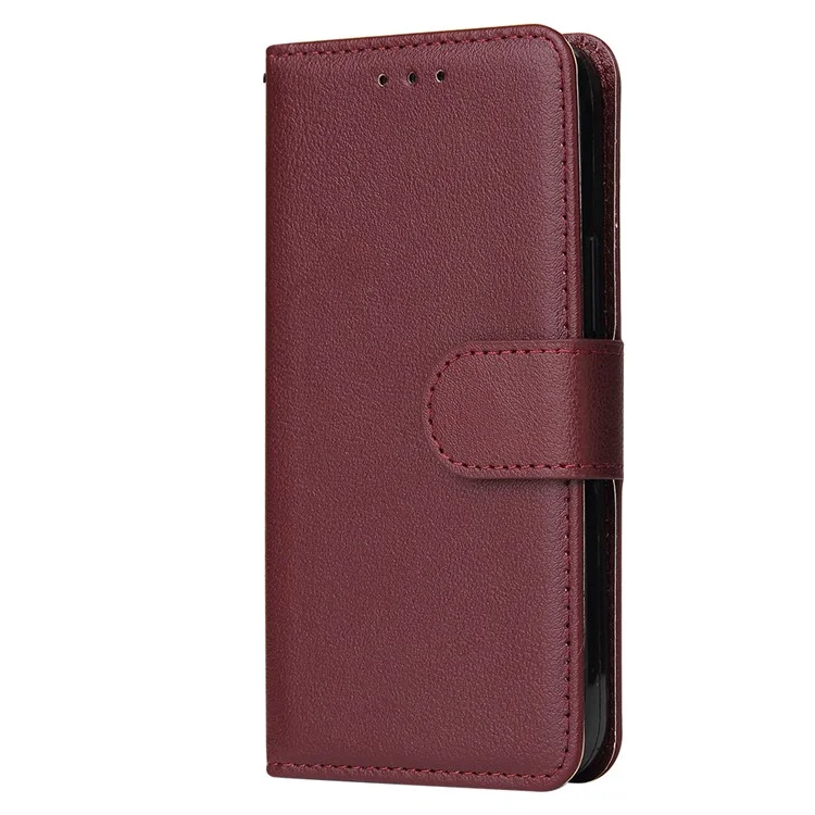 For iPhone 11 Pro Max Case Magnetic PU Leather Stand Flip Phone Cover - Wine Red