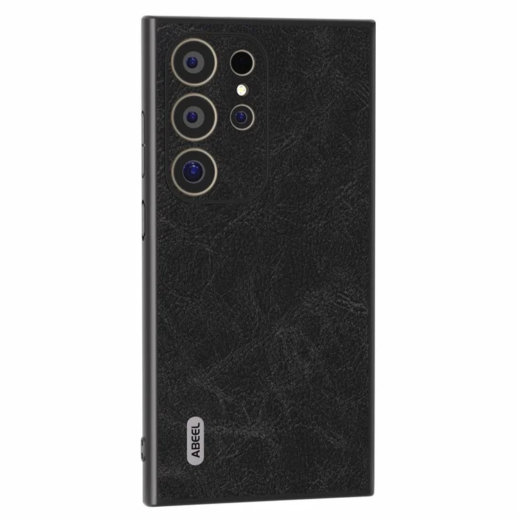 ABEEL Para Samsung Galaxy S24 Ultra Case PU+PC+TPU Textura de Lichia Anti-Arranhões Capa de Telefone - Preto