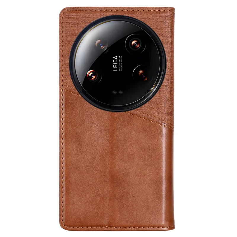MUXMA MX109 For Xiaomi 14 Ultra Leather Case Magnetic Closing RFID Blocking Wallet Phone Cover - Brown