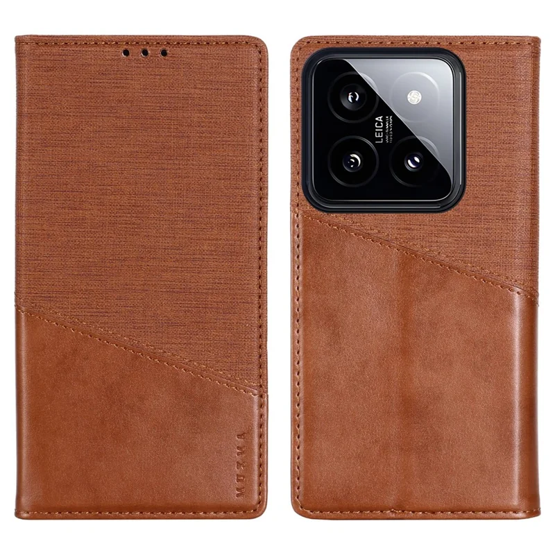 MUXMA MX109 For Xiaomi 14 Magnetic Phone Case RFID Blocking Stand Cover - Brown