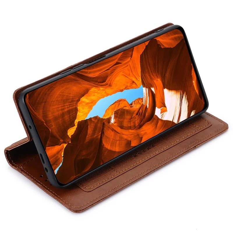 MUXMA MX109 For Xiaomi 14 Magnetic Phone Case RFID Blocking Stand Cover - Brown