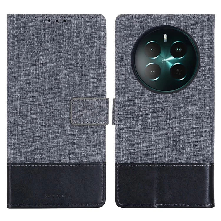 MUXMA MX102 For Realme 12 4G / 12+ 5G Leather Case Folding Stand Wallet Phone Cover - Black