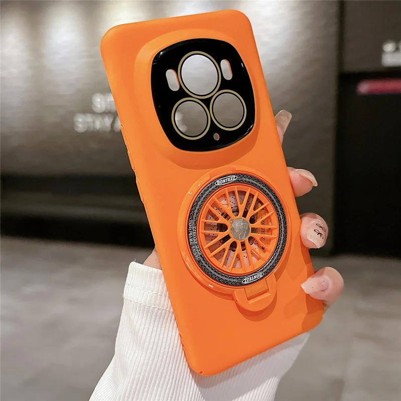 For Honor Magic6 Pro 5G Magnetic Phone Case Rubberized Hard PC Kickstand Cover - Orange
