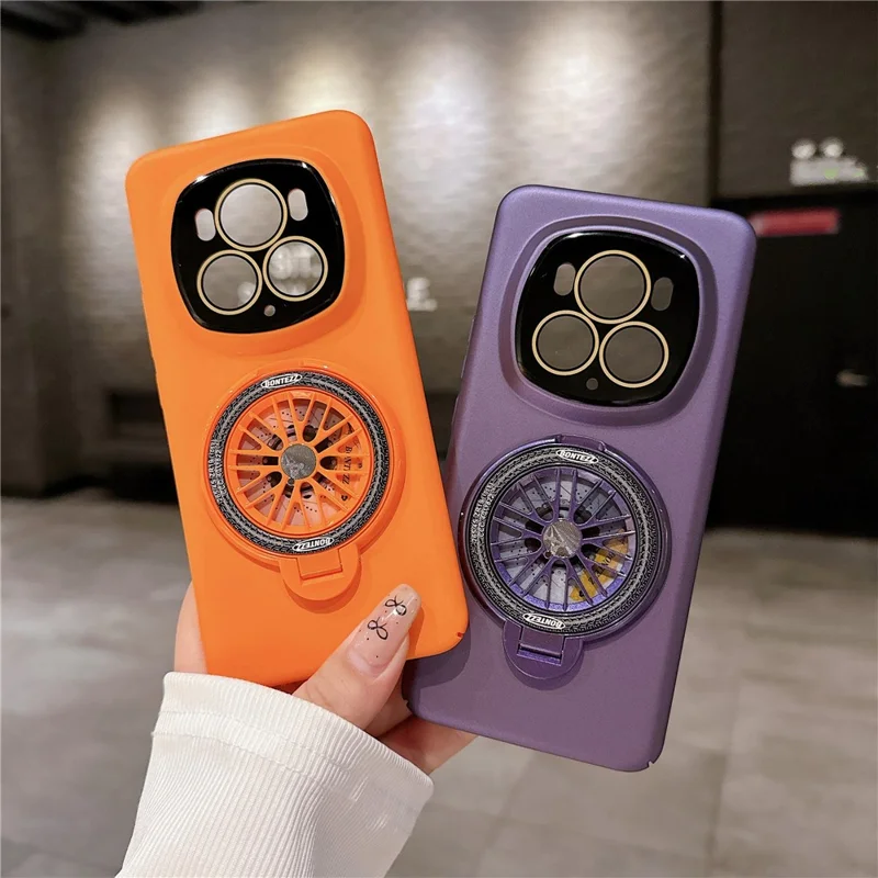 For Honor Magic6 Pro 5G Magnetic Phone Case Rubberized Hard PC Kickstand Cover - Orange