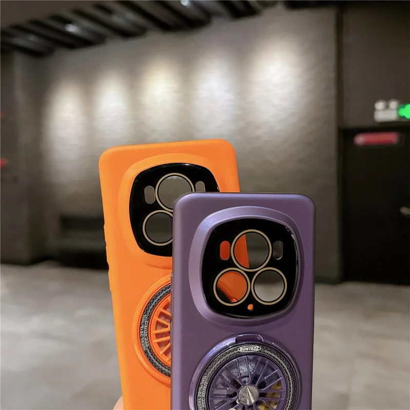 For Honor Magic6 Pro 5G Magnetic Phone Case Rubberized Hard PC Kickstand Cover - Orange