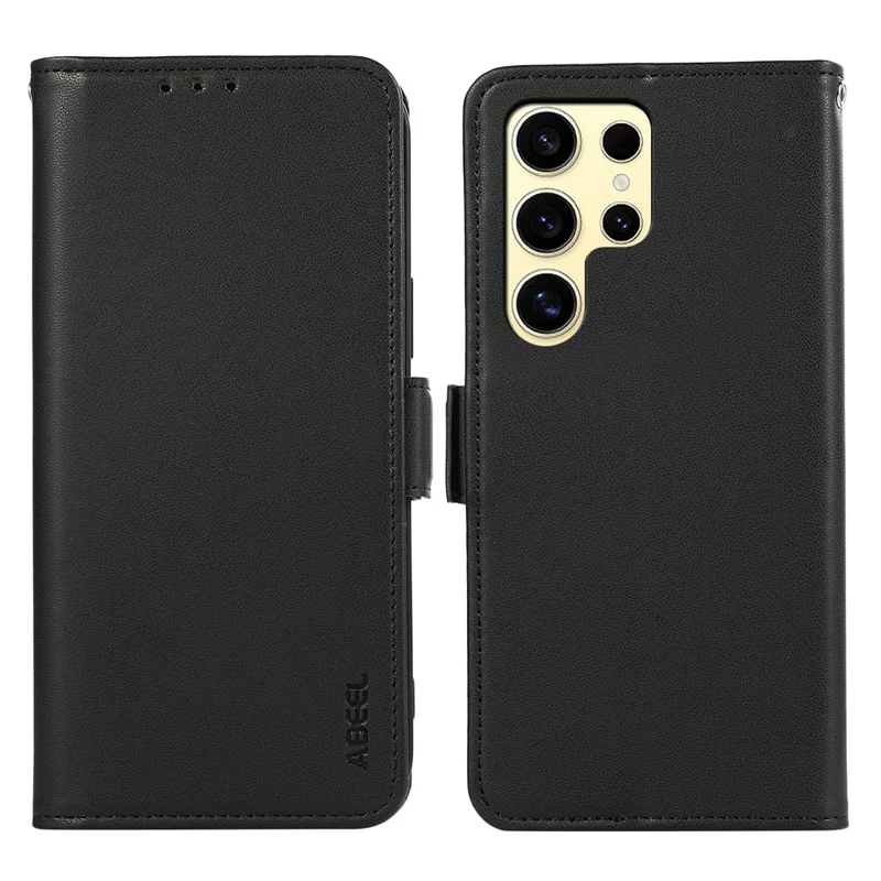 ABEEL For Samsung Galaxy S22 Ultra 5G Case Wallet Leather Blocking RFID Shockproof Phone Cover - Black