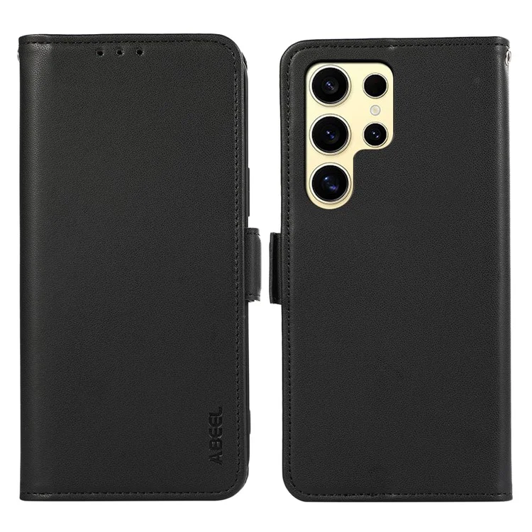 ABEEL For Samsung Galaxy S24 Ultra Case RFID Blocking Drop-Proof Wallet Phone Shell - Black