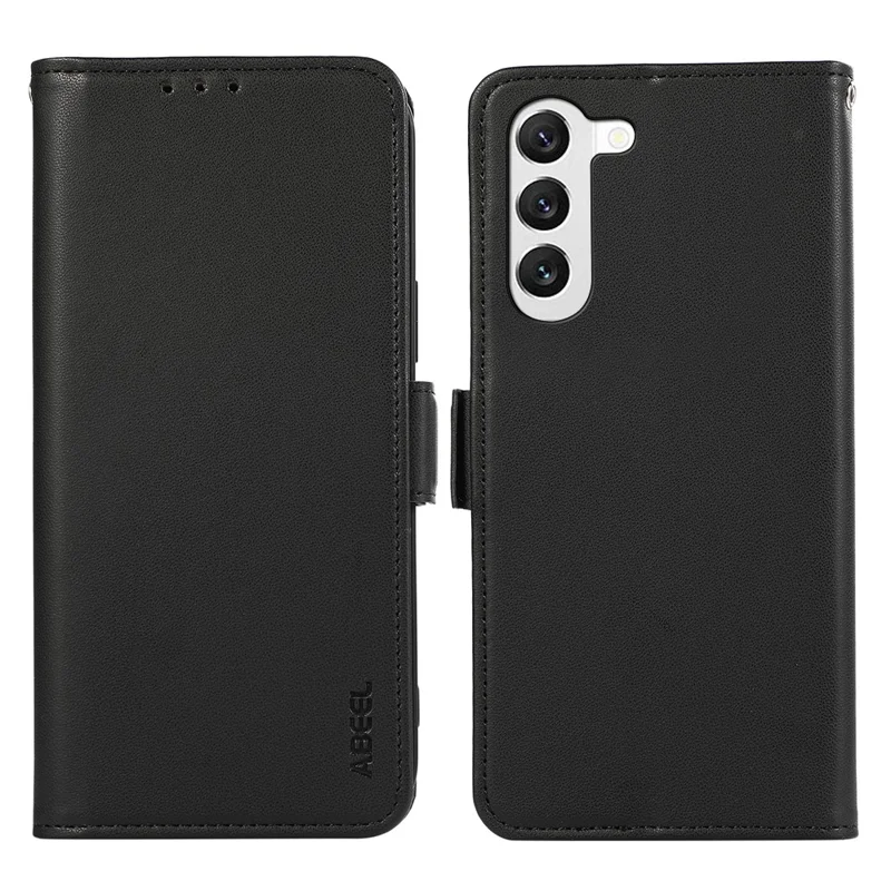 ABEEL For Samsung Galaxy S22 5G TPU+PU Leather Case Phone Stand Wallet RFID Blocking Phone Cover - Black