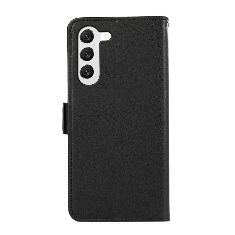 ABEEL For Samsung Galaxy S22+ 5G Soft PU Leather Wallet Phone Stand Case RFID Blocking Phone Shell - Black
