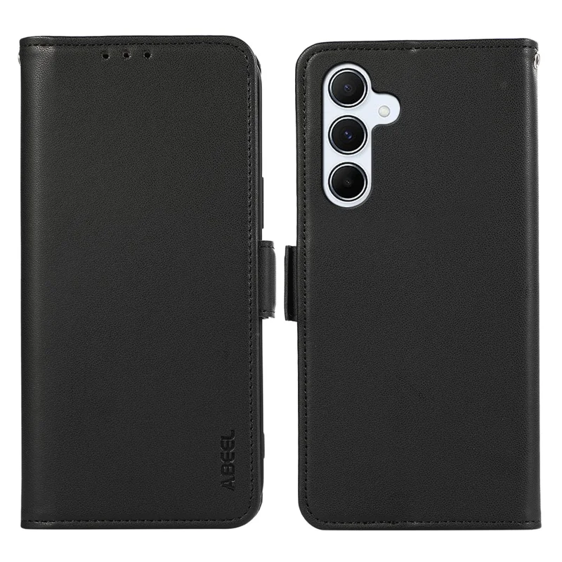 ABEEL Para Samsung Galaxy A55 5G Capa de telefone anti-arranhões RFID Blocking PU Leather Wallet Phone Stand Case - Preto