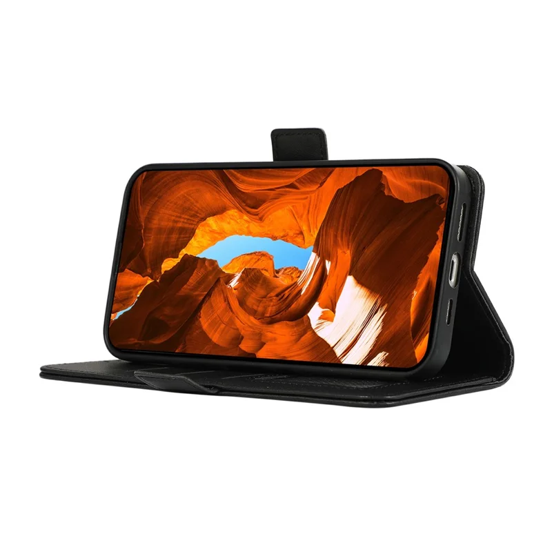 ABEEL Para Samsung Galaxy A55 5G Capa de telefone anti-arranhões RFID Blocking PU Leather Wallet Phone Stand Case - Preto