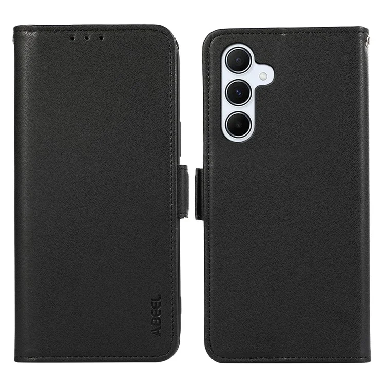 ABEEL For Samsung Galaxy A25 5G (Global) (161.0 x 76.5 x 8.3mm) Wallet Phone Stand Case RFID Blocking Leather Shell - Black