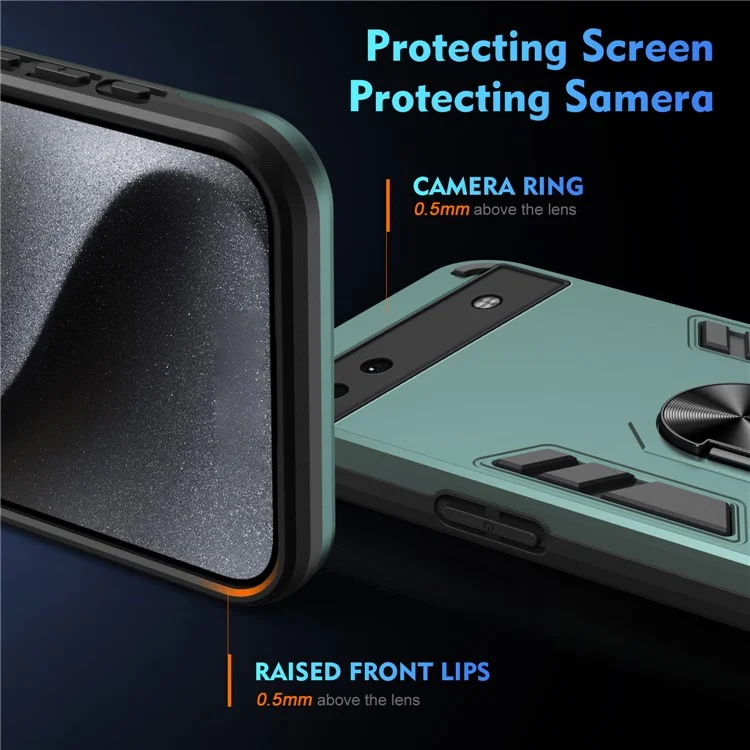 Para Capa do Google Pixel 6a Montagem Magnética de Carro Capa de Telefone com Suporte Anel - Verde