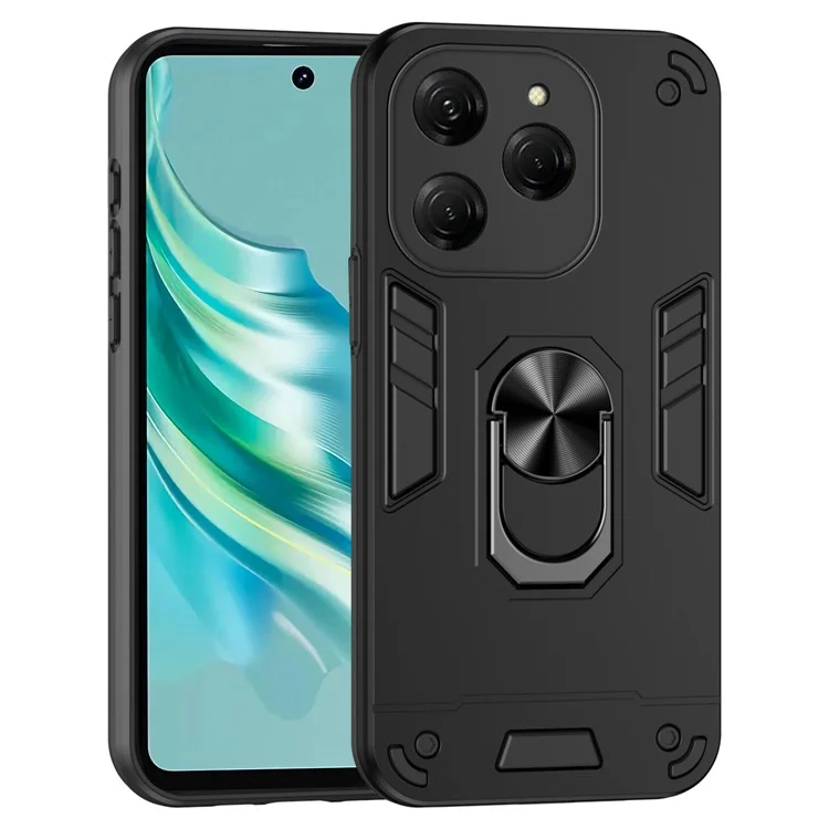 For TECNO Spark Go 2024 4G / Spark 20 / Infinix Smart 8 4G Case PC+TPU Kickstand Phone Cover - Black