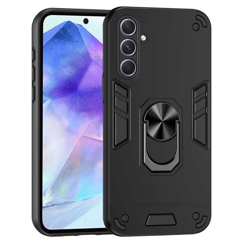 For Samsung Galaxy A55 5G Case Kickstand Phone Cover Support Magnetic Car Mount - Black