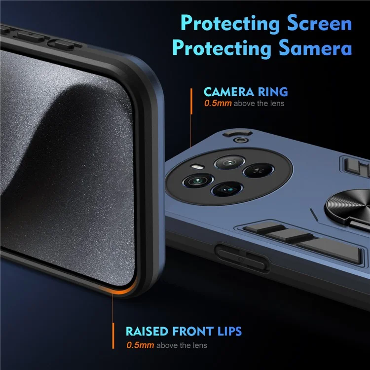 Чехол с подставкой для Realme 12 Pro 5G / 12 Pro+ 5G из ПК и ТПУ с защитой от падений - синий