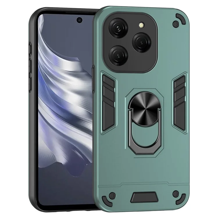 Для TECNO Spark 20 Pro / Infinix Hot 40 / 40 Pro Чехол PC+TPU с подставкой и магнитным креплением для автомобиля - Зеленый