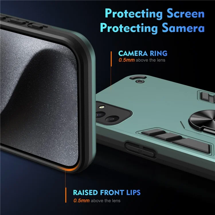 Per Samsung Galaxy A35 5G Custodia Anello Supporto PC+TPU Antigraffio Shell del Telefono - Verde