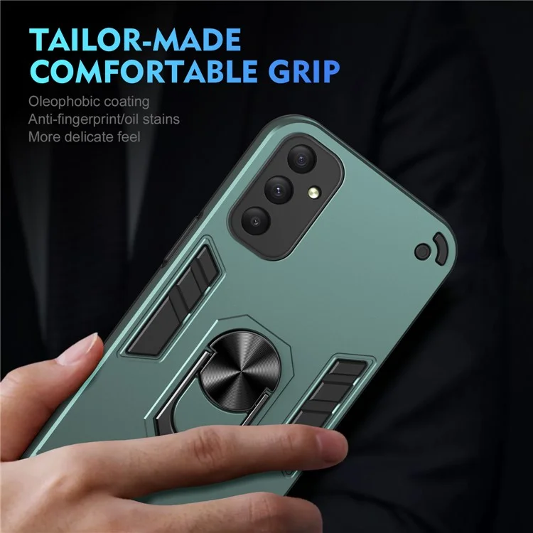 Per Samsung Galaxy A35 5G Custodia Anello Supporto PC+TPU Antigraffio Shell del Telefono - Verde