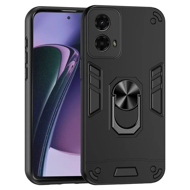 For Motorola Moto G 5G (2024) Case Kickstand Phone Cover Support Magnetic Car Mount - Black