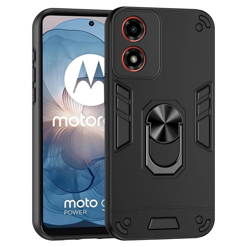 For Motorola Moto G24 4G / G04 4G Slim Case Kickstand Car Mount Phone Case - Black