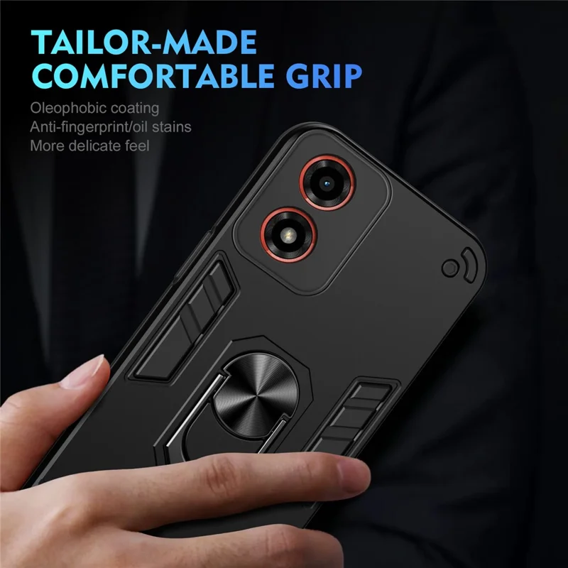 For Motorola Moto G24 4G / G04 4G Slim Case Kickstand Car Mount Phone Case - Black