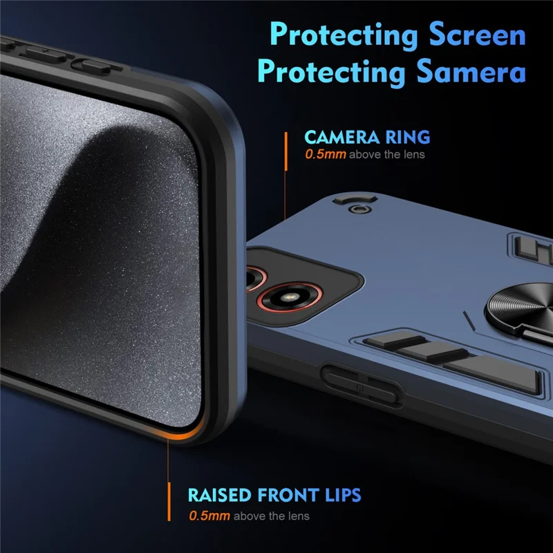 For Motorola Moto G24 4G / G04 4G Slim Case Kickstand Car Mount Phone Case - Blue