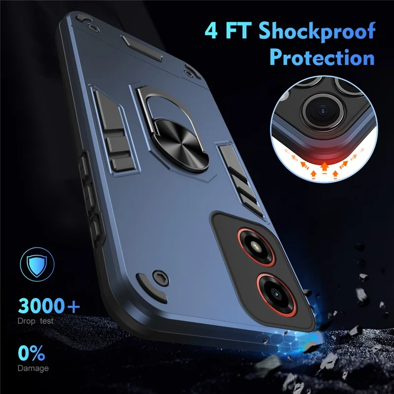 For Motorola Moto G24 4G / G04 4G Slim Case Kickstand Car Mount Phone Case - Blue
