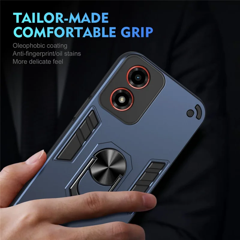 For Motorola Moto G24 4G / G04 4G Slim Case Kickstand Car Mount Phone Case - Blue