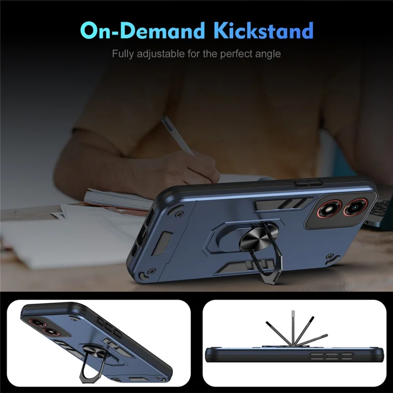 For Motorola Moto G24 4G / G04 4G Slim Case Kickstand Car Mount Phone Case - Blue