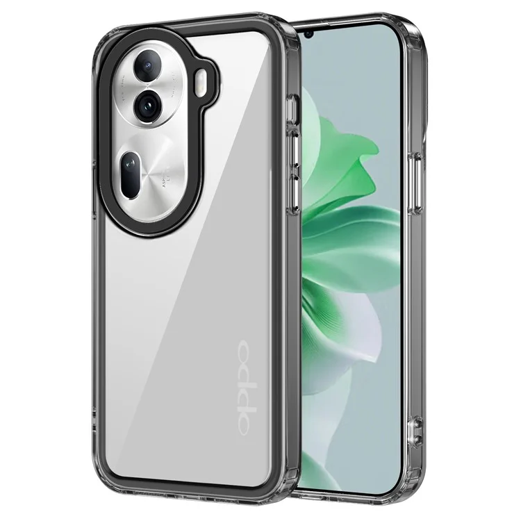 Para Oppo Reno11 5G (Global) Caso PC+TPU Anti-arañazos Teléfono Protector Cubierta - Negro Transparente