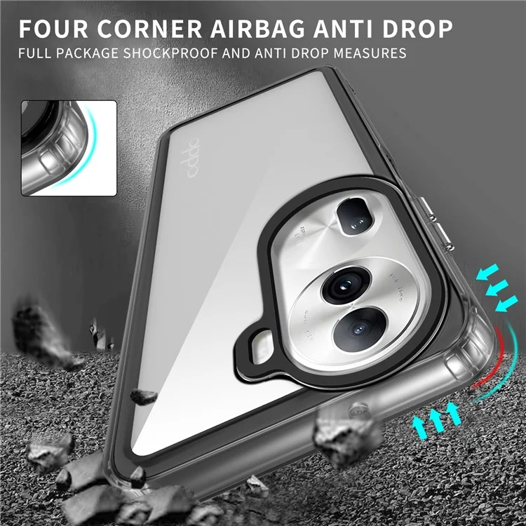 Para Oppo Reno11 5G (Global) Caso PC+TPU Anti-arañazos Teléfono Protector Cubierta - Negro Transparente