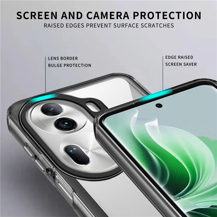 For Oppo Reno11 5G (Global) Case PC+TPU Anti-scratch Protective Phone Cover - Transparent Black