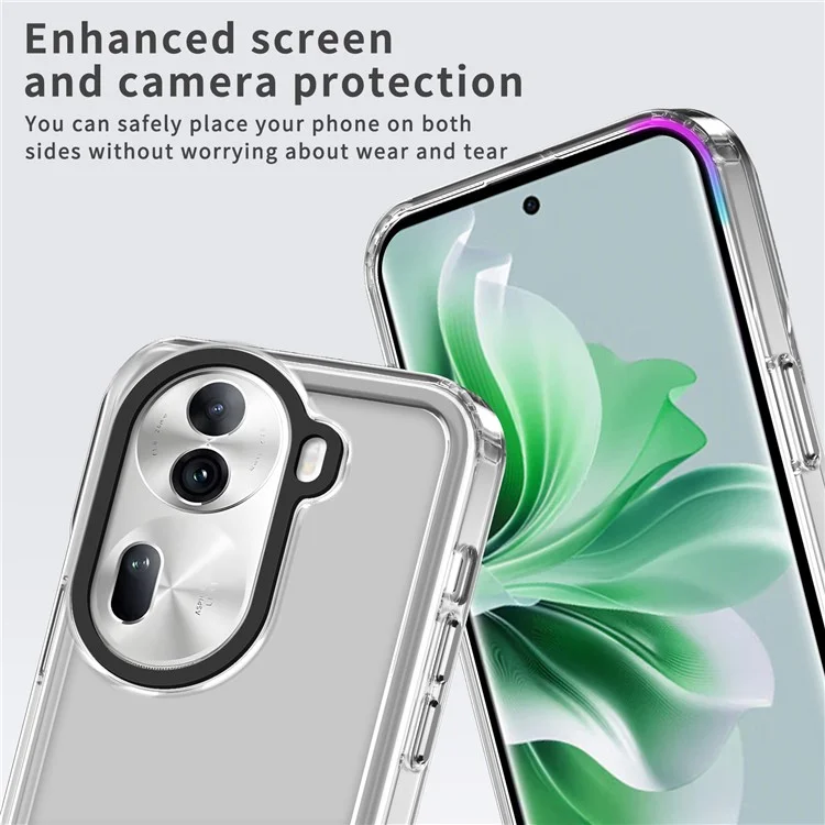 Para Oppo Reno11 5G (Global) Caso PC+TPU Anti-arañazos Teléfono Protector Cubierta - Negro Transparente
